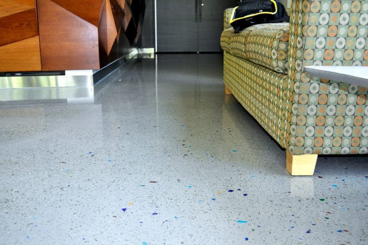 CSU Lory Polished interior floors with different sized colored and sized aggregates