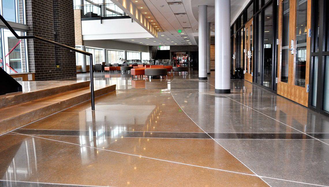 Polished, banded interiors at Regis High School.