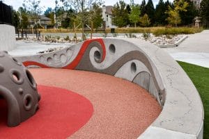 Sensory wall focus at park shows form finish designs and lithomosaic details