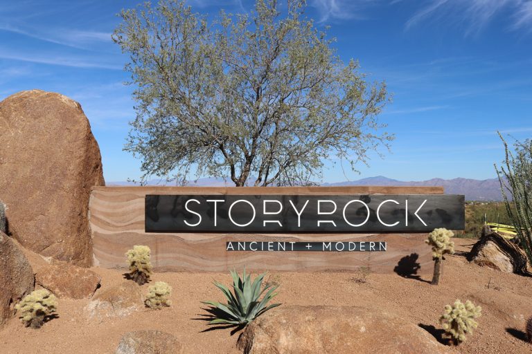 Storyrock Rammed Earth neighborhood sign walls in Arizona