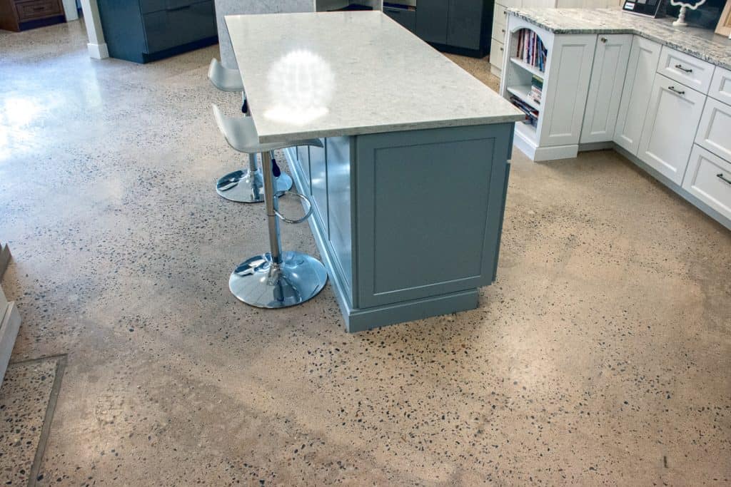 Showcasing an example of full-Depth polished concrete floors on existing floors.
