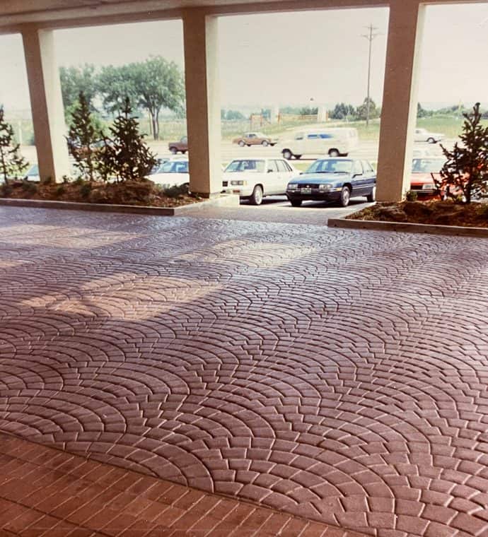Stamped decorative concrete that lasts at the Radisson Hotel.